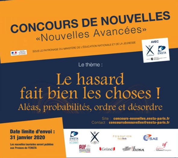 11e Edition Du Concours Nouvelles Avancees Le Hasard Fait Bien Les Choses Aleas Probabilites Ordre Et Desordre Auf